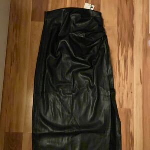 Zara Faux Leather Midi Skirt